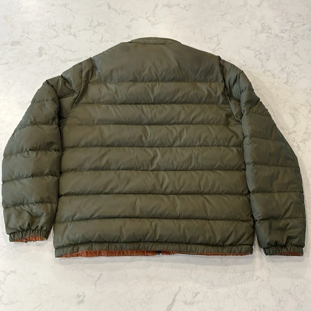 COACH Packable Reversible Lightweight Down Jacket Olive/Burnt Orange